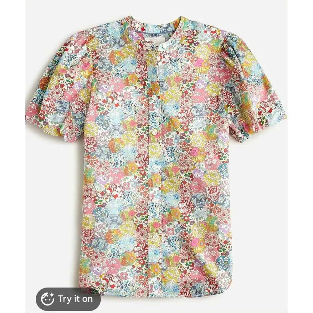 J.crew x Liberty classic fit patchwork floral puff sleeve blouse 2